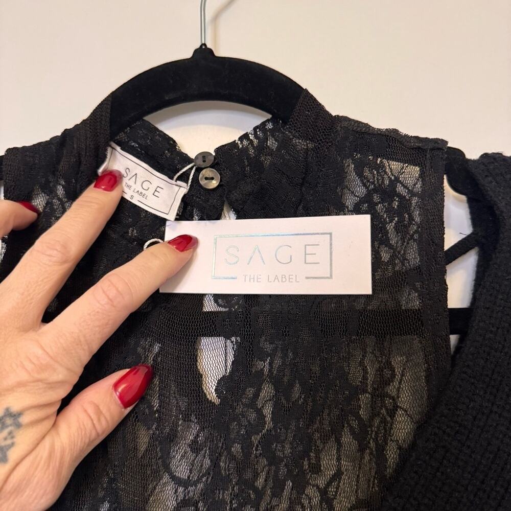 Sage Black Lace Top - Picture 3 of 5